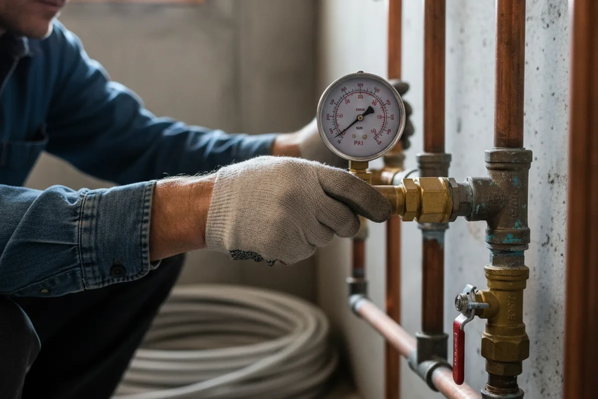 Pressure testing a repaired line during Water Line Repair in Ackerman